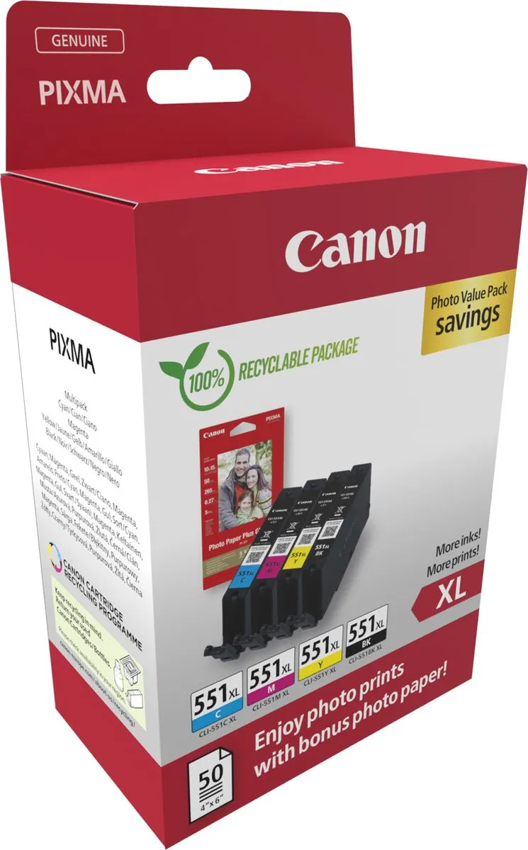 Canon CLI-551XL Inktcartridge - Zwart & Kleur