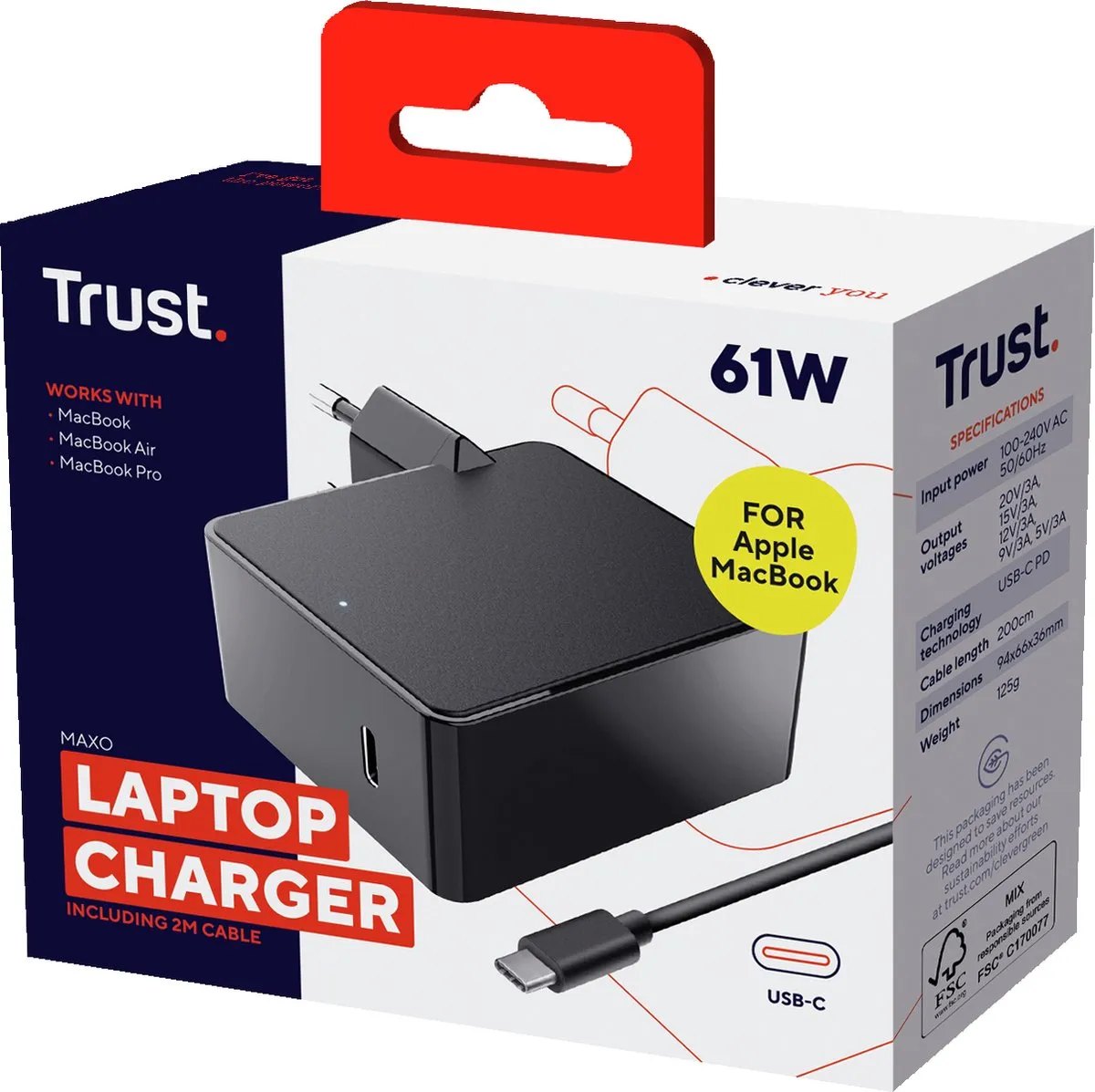 Trust Maxo Laptoplader 61W - USB-C - Zwart