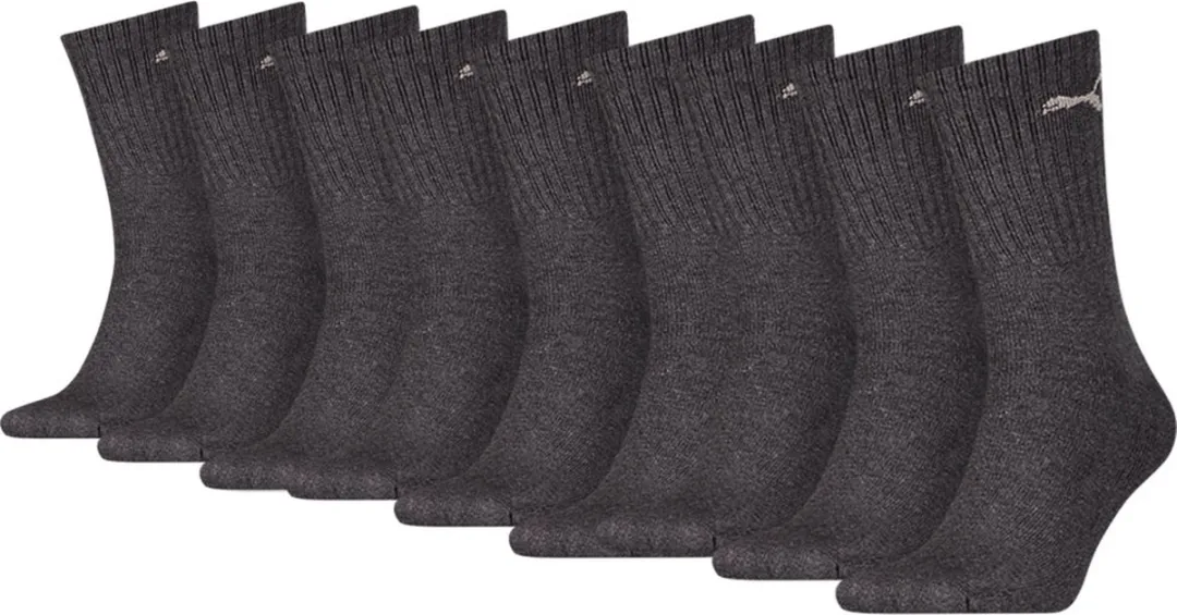 PUMA Basic Sportsokken Antraciet - 9 paar