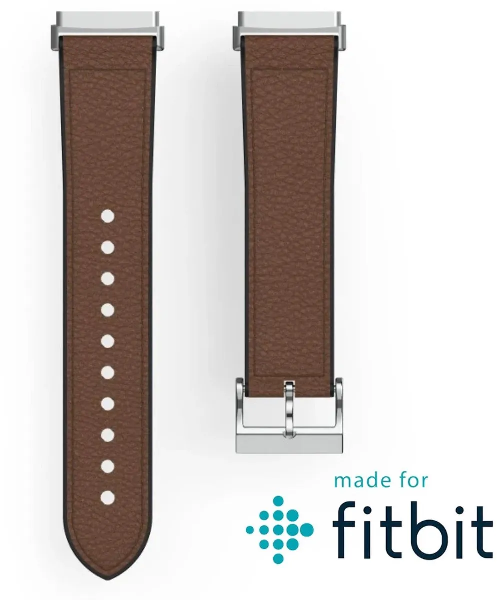 Hama Polsband Fitbit Versa 3/Sense - Bruin Leer & Silicone - 00086235 - afbeelding 6 van 6