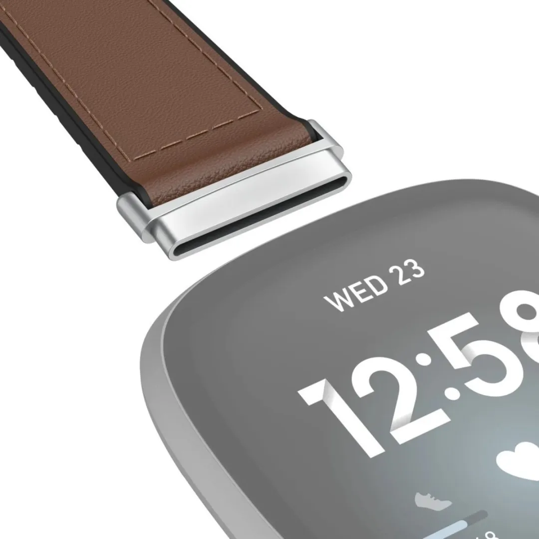 Hama Polsband Fitbit Versa 3/Sense - Bruin Leer & Silicone - 00086235