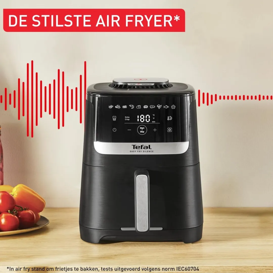 Tefal EY5528 Easy Fry Silence Deluxe Airfryer 5L - 1600W - Zwart - afbeelding 3 van 6