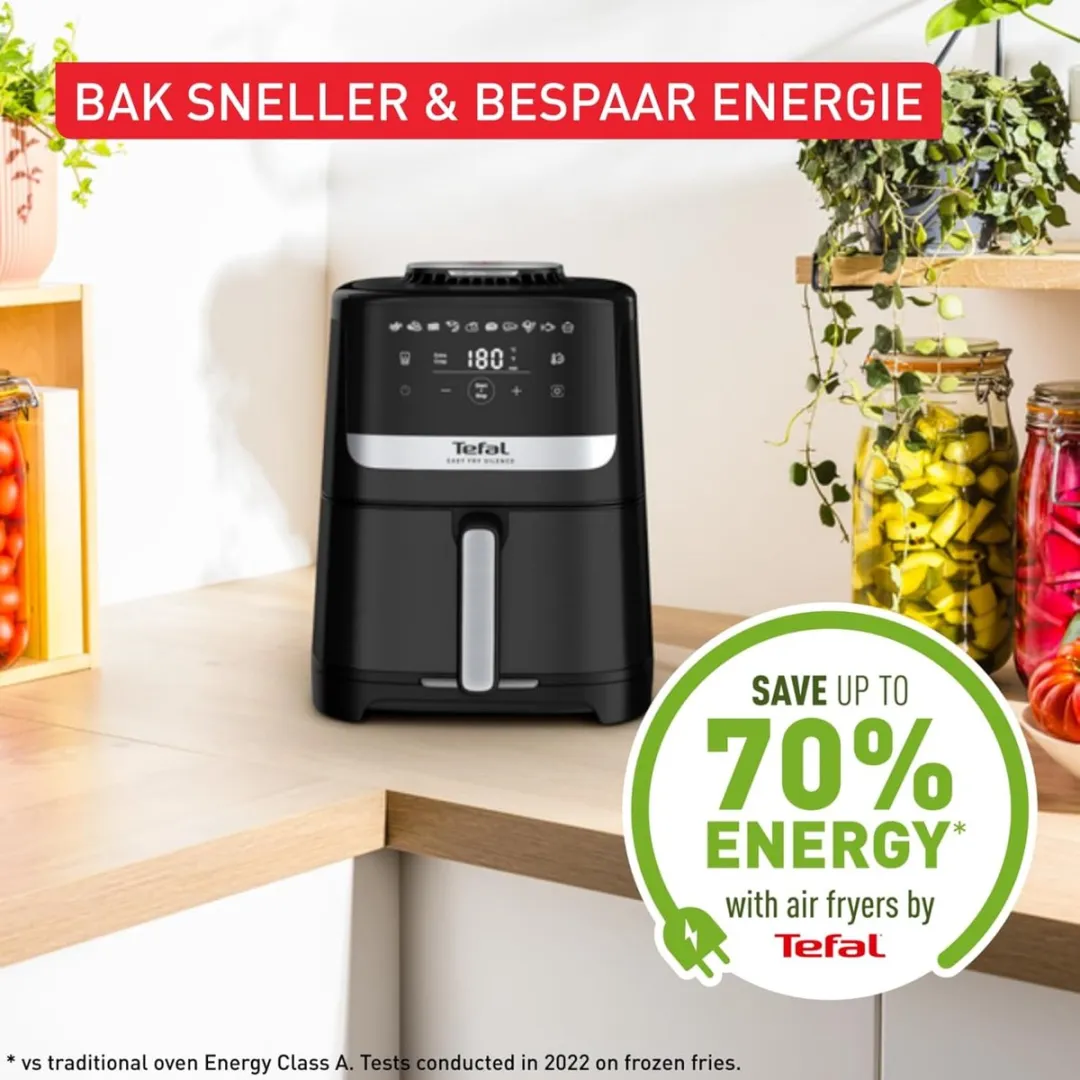 Tefal EY5528 Easy Fry Silence Deluxe Airfryer 5L - 1600W - Zwart - afbeelding 2 van 6