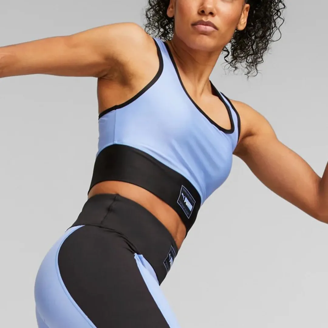 PUMA Fit Eversculpt Skimmer Trainingstop Dames - XS - Lichtblauw/Zwart