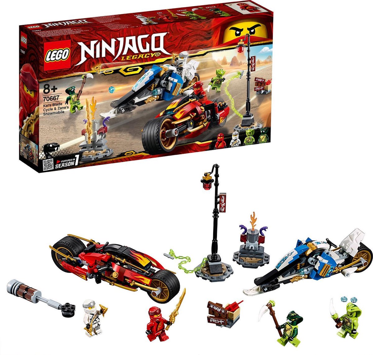 LEGO NINJAGO Legacy Zwaardmotor van Kai & Sneeuwscooter van Zane - 70667