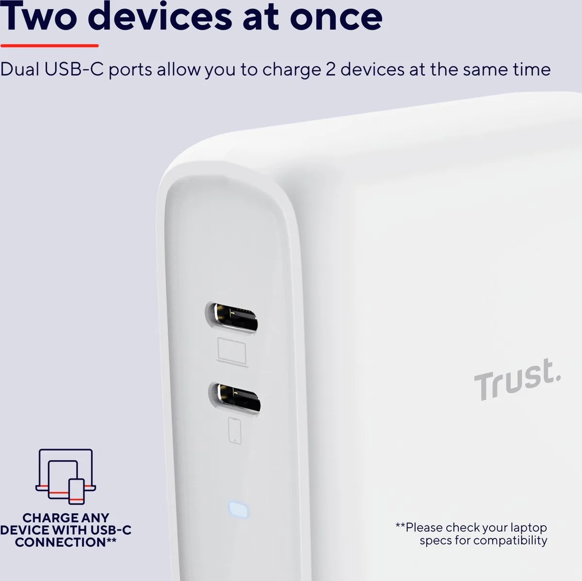 Trust Maxo Oplader 65W - 2x USB-C - Wit