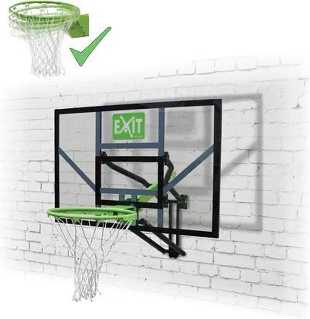 EXIT Galaxy Basketbalbord Groen/Zwart - Dunkring & Net - Muurmontage