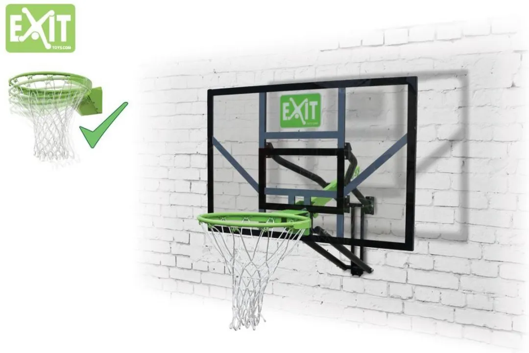 EXIT Galaxy Basketbalbord Groen/Zwart - Dunkring & Net - Muurmontage