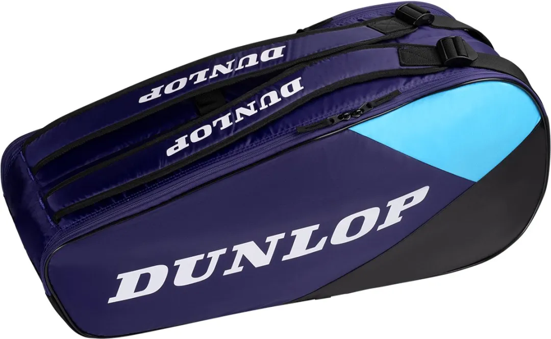 Dunlop FX-CLUB 6RKT Sporttas - 6 Rackets - 2 Thermovakken - Violet/Zwart/Cyaan