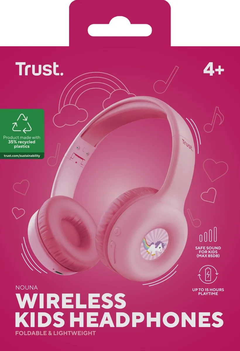 Trust Nouna Draadloze Kinderkoptelefoon Roze - 25274
