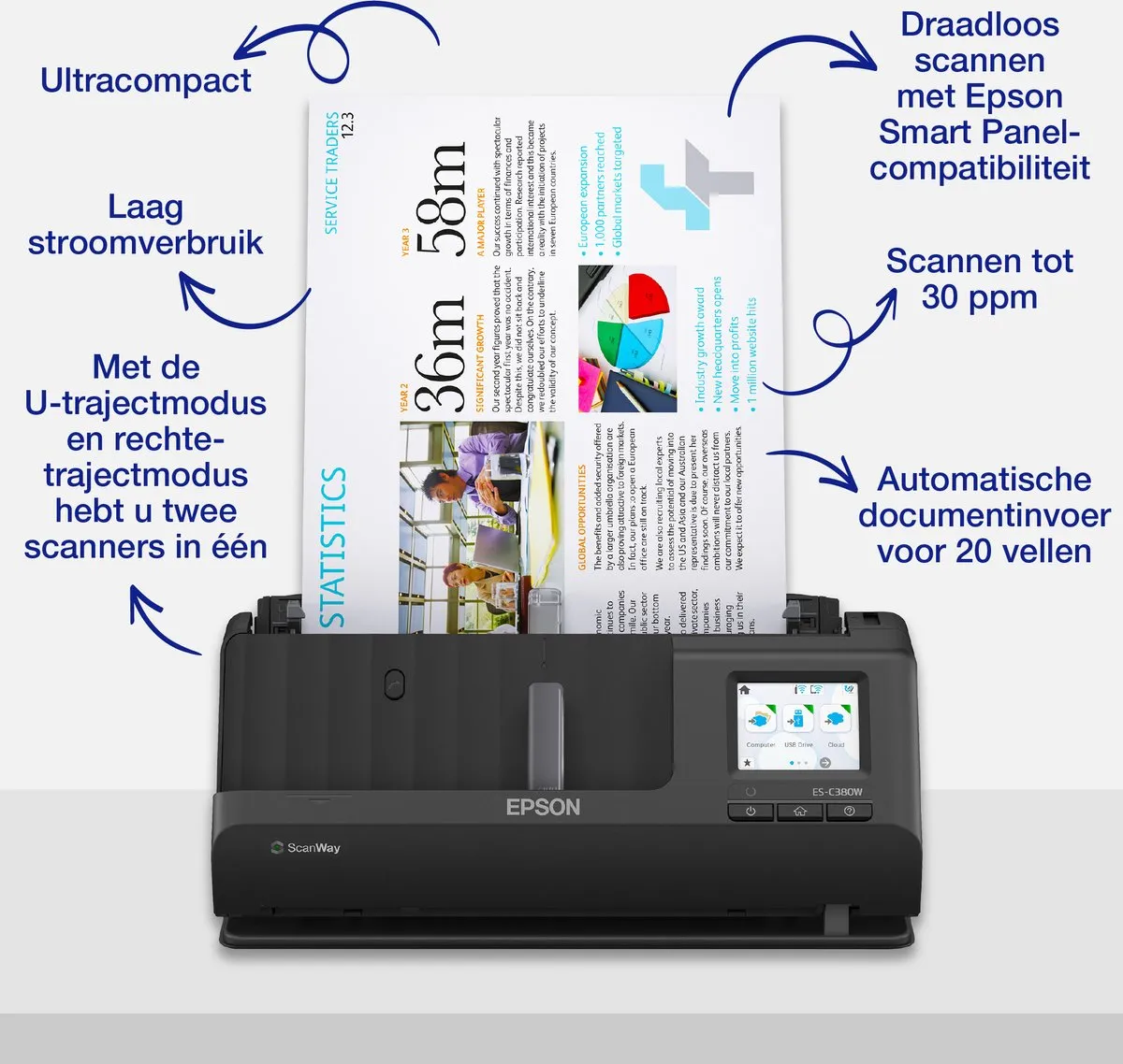 Epson WorkForce ES-C320W A4 Scanner - Zwart