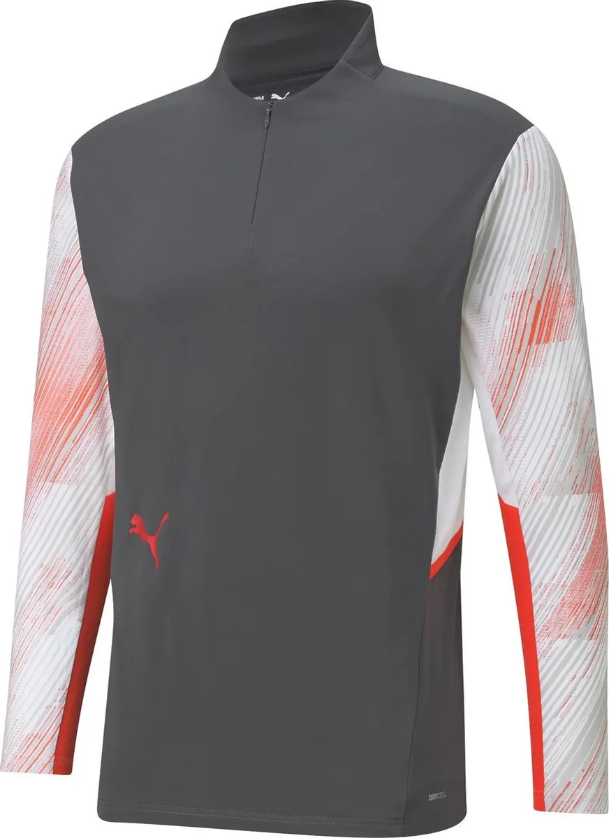PUMA individualCUP Training 1/4 Zip Sporttrui M - Grijs/Wit/Rood