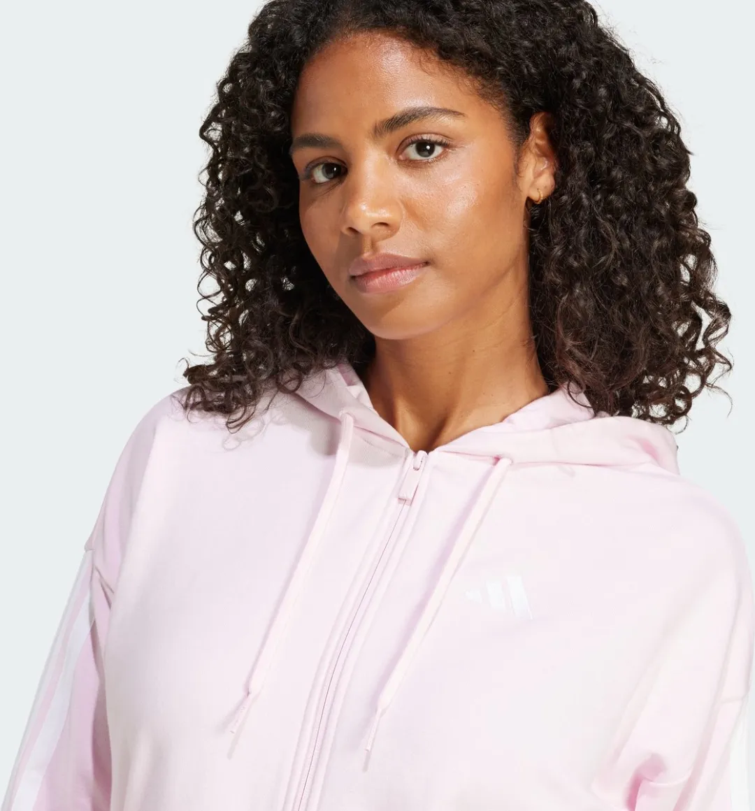 adidas Essentials 3-Stripes French Terry Ritshoodie IS6998 - Roze - XXL