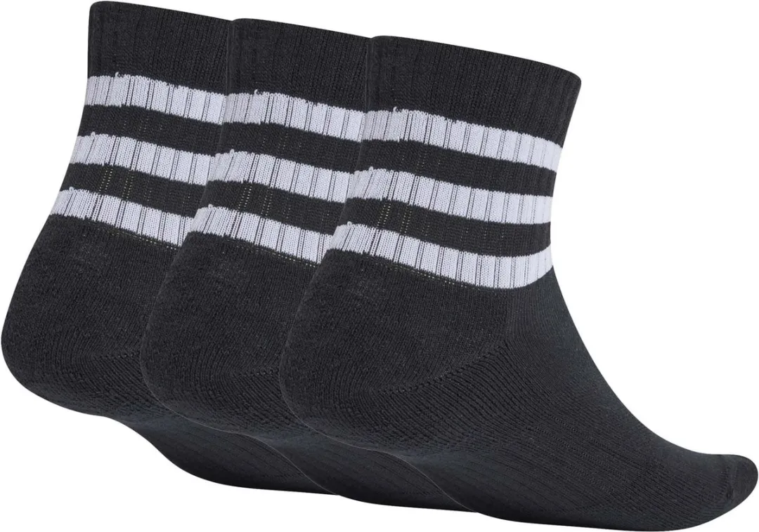 adidas 3-Stripes Cushioned Korte Sokken - 3 Paar Zwart