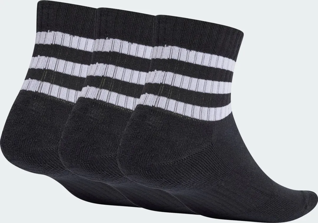 adidas 3-Stripes Cushioned Korte Sokken - 3 Paar Zwart
