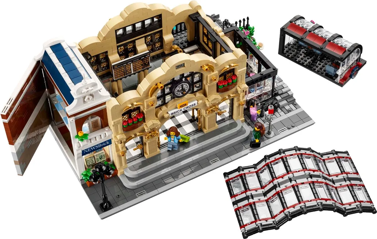 LEGO Brick Cross Treinstation - 3050 Stenen - 8 Minifiguren