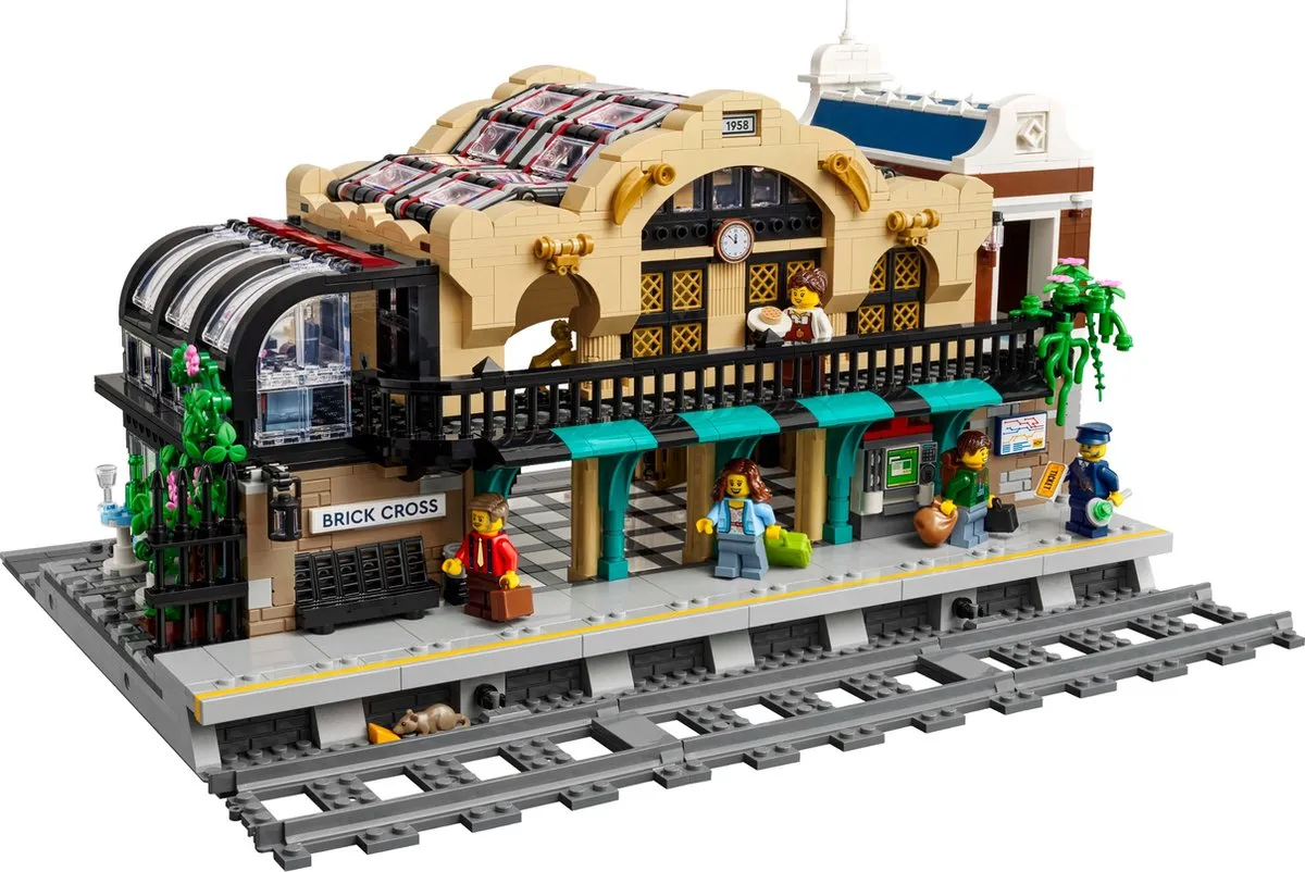 LEGO Brick Cross Treinstation - 3050 Stenen - 8 Minifiguren
