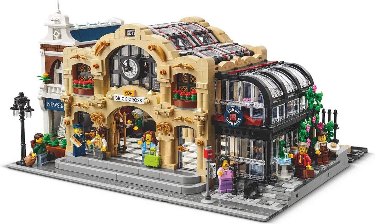 LEGO Brick Cross Treinstation - 3050 Stenen - 8 Minifiguren