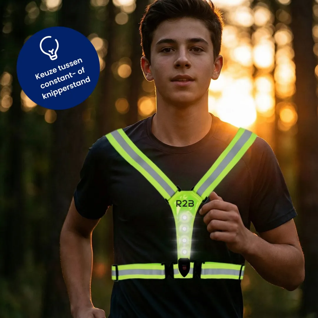 R2B Hardloopvest met Verlichting - One Size - Neongeel