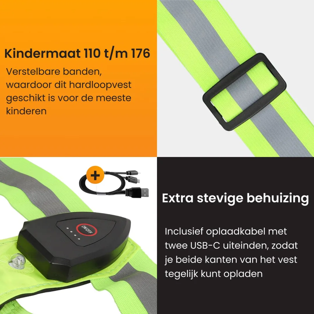 R2B Hardloopvest met Verlichting - One Size - Neongeel