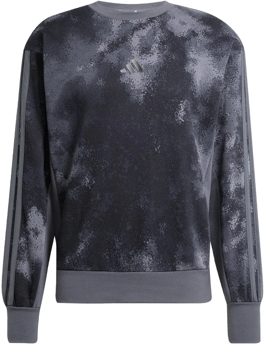 adidas Heren Sweater AOP Colourblock Zwart-Grijs - XS