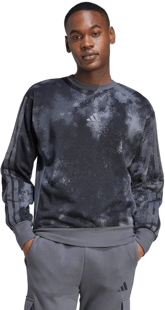 adidas Heren Sweater AOP Colourblock Zwart-Grijs
