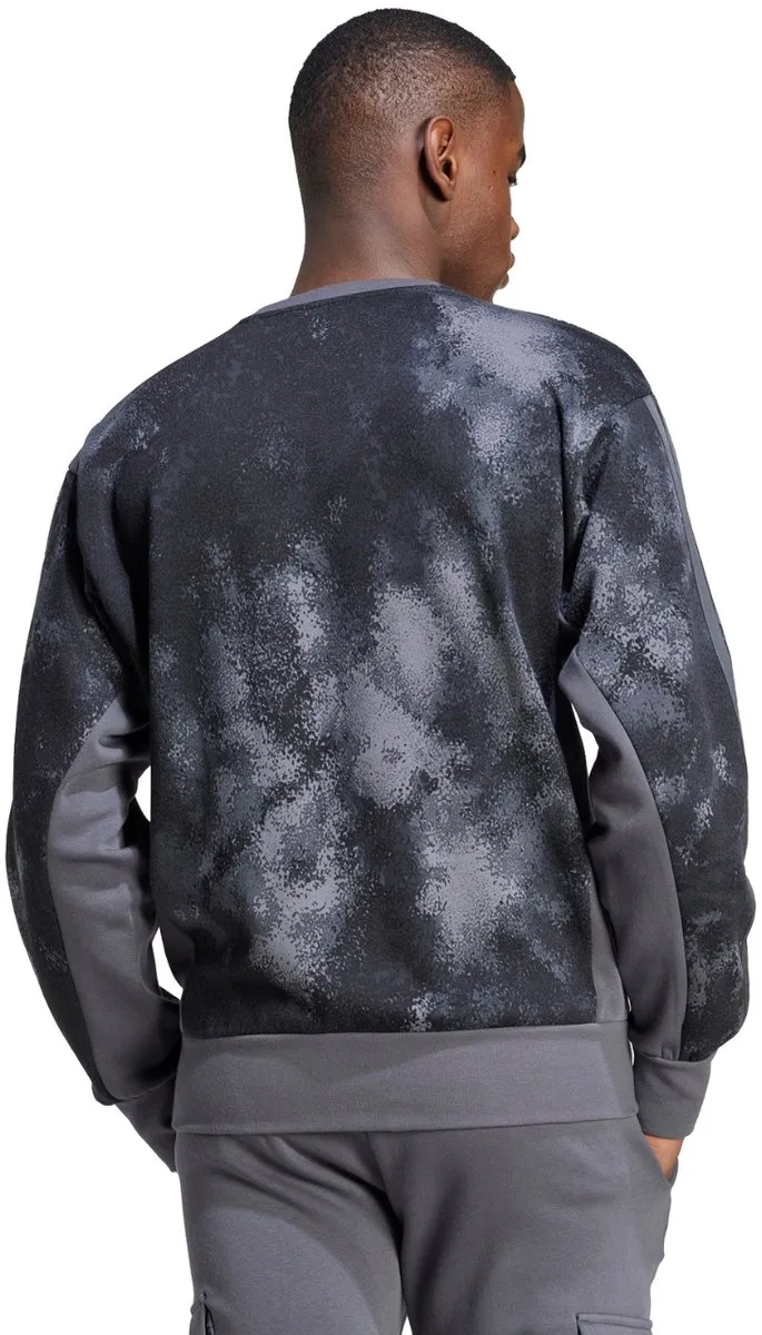 adidas Heren Sweater AOP Colourblock Zwart-Grijs - XS