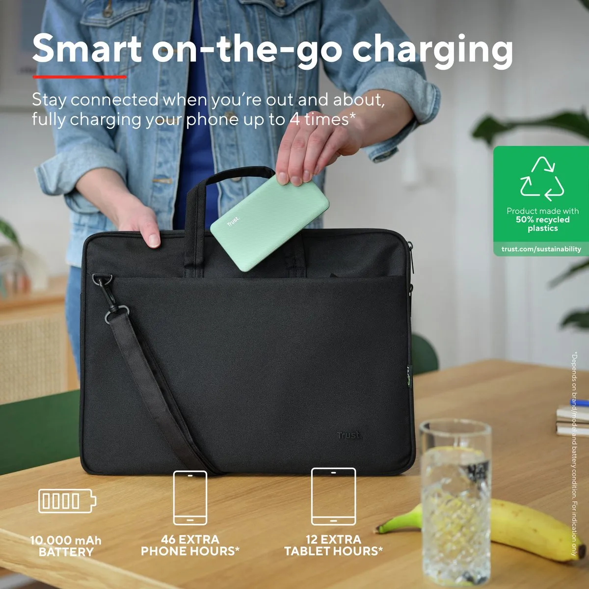 Trust Primo Powerbank 25029 - 10000mAh - USB A/USB C - Groen - afbeelding 6 van 6