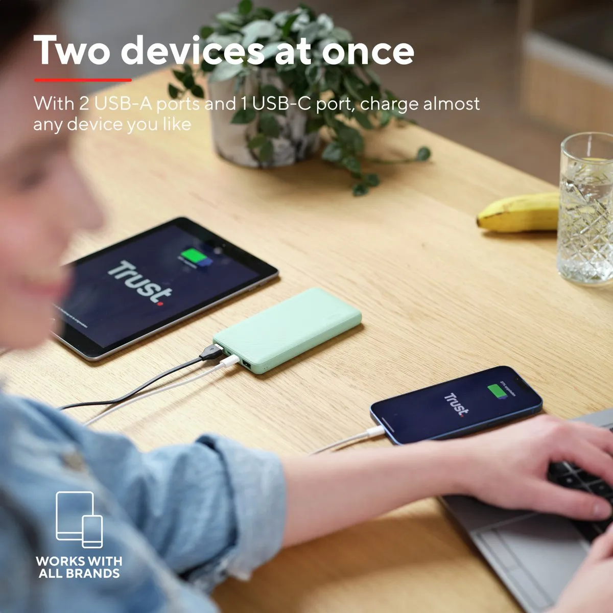 Trust Primo Powerbank 25029 - 10000mAh - USB A/USB C - Groen