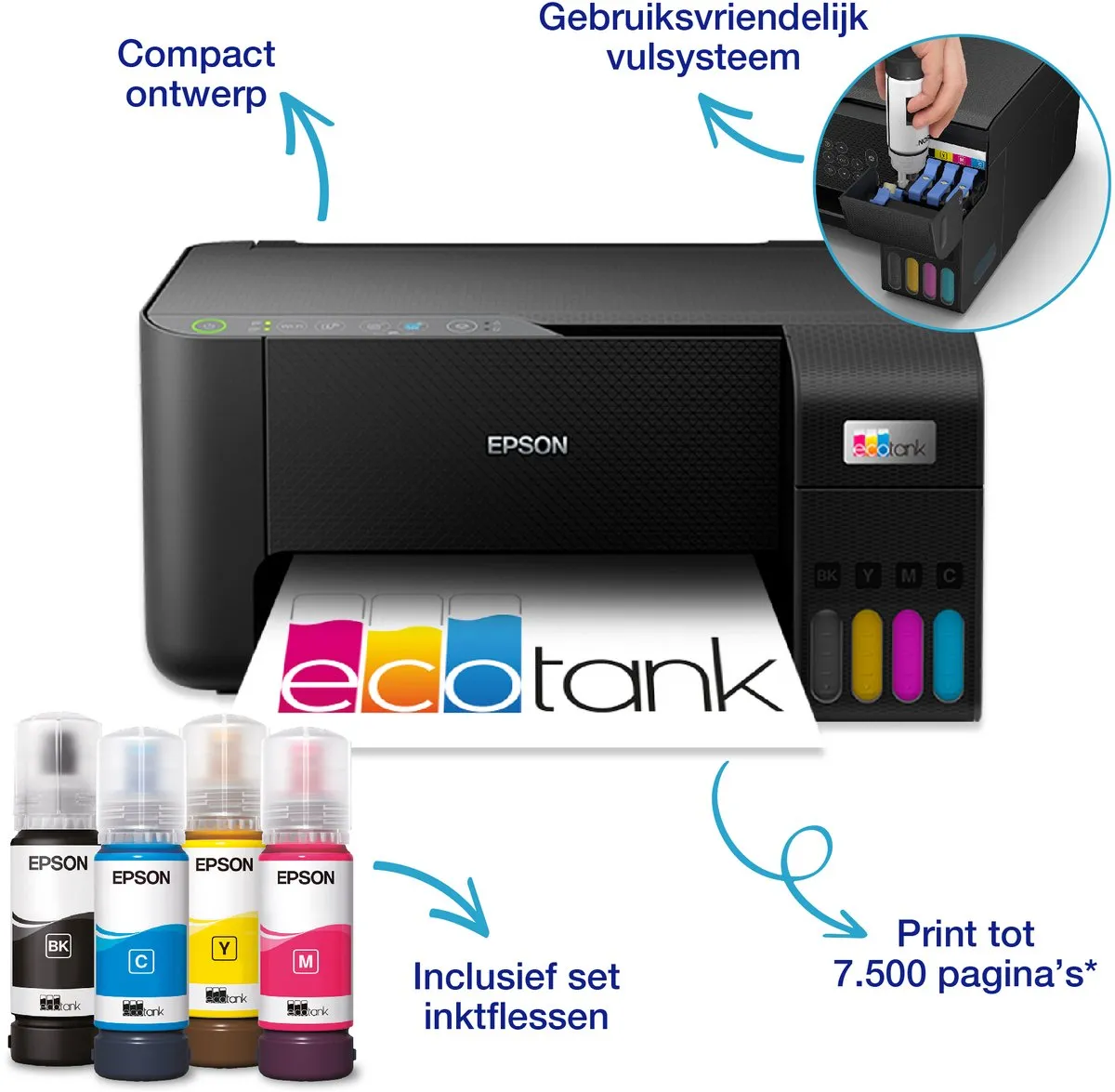 Epson EcoTank ET-2815 A4 All-In-One Printer - 4 Kleuren - 100 Vel