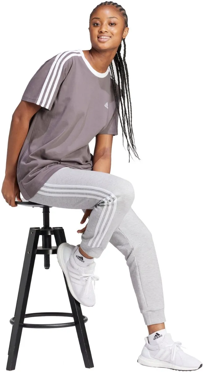 adidas Essentials 3-Stripes Tee Dames - XS - Grijs