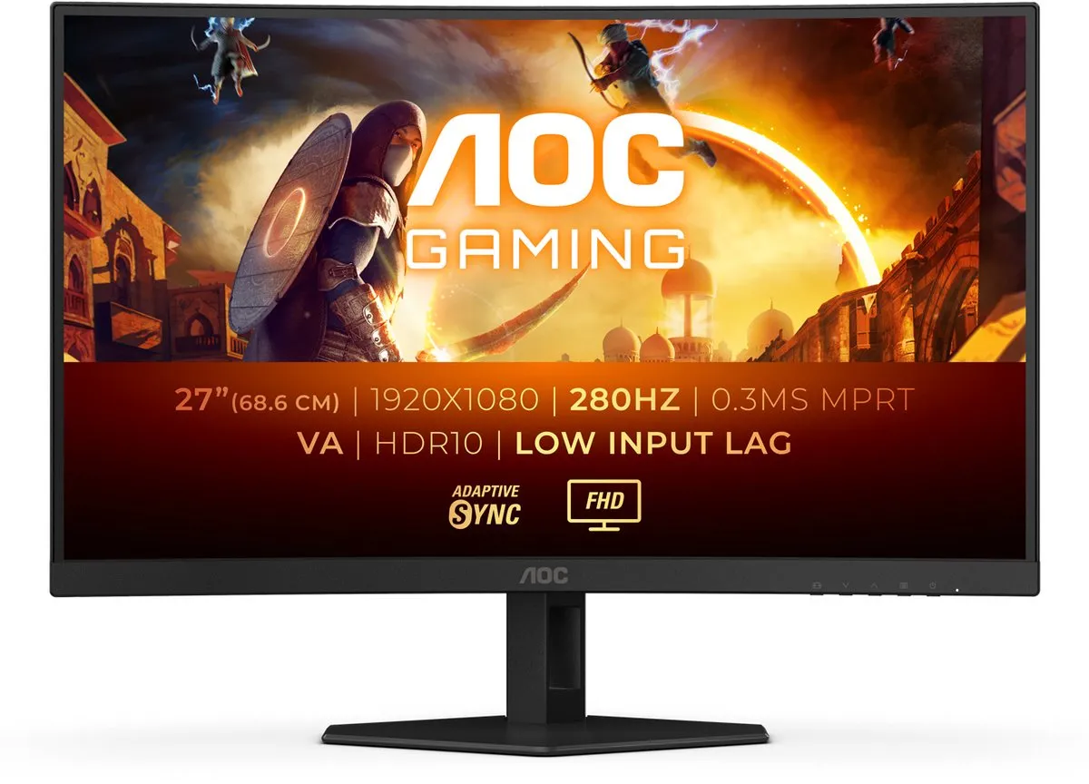 AOC C27G4ZXE - Full HD Curved Gaming Monitor - 0.3 ms - 280hz - 27 inch
