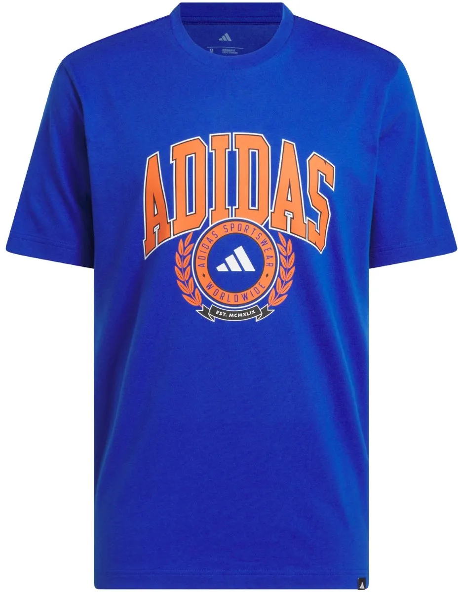 Adidas Heren T-shirt Varsity Crest - Blauw S