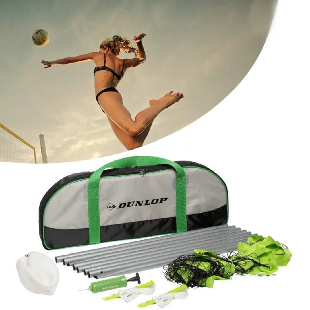 Dunlop Volleybalset Compleet - 600x220cm - Groen/Wit/Zwart/Grijs