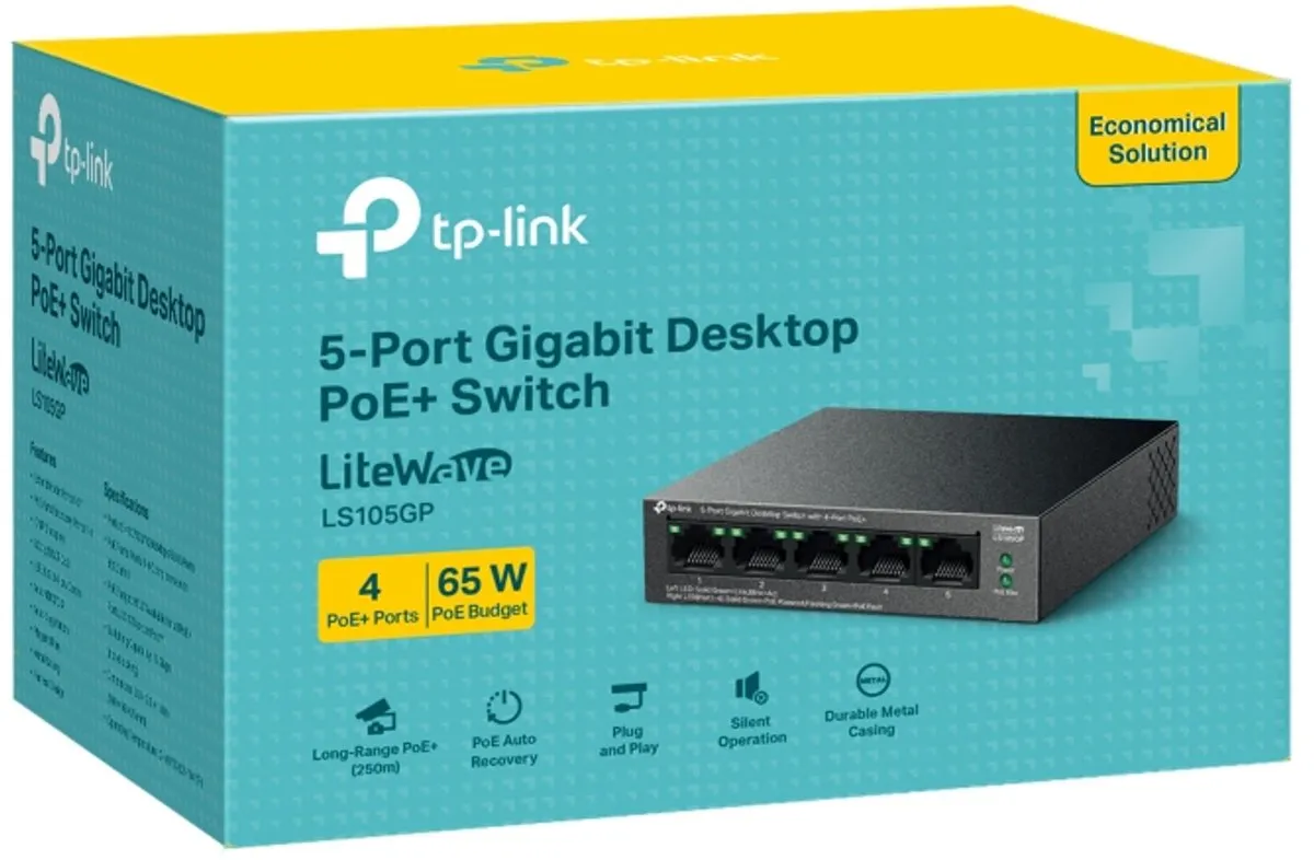 TP-Link LiteWave LS105GP 5-Poort Gigabit Switch - 4x PoE 65W Zwart - afbeelding 6 van 6