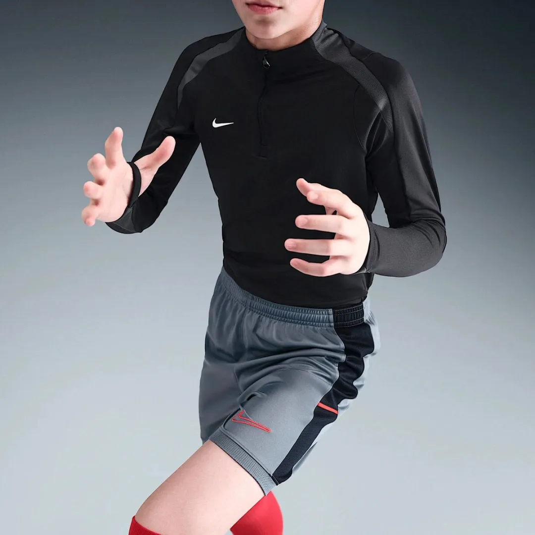 Nike Dri-FIT Academy 25 Short Junior HJ3718-066 - Maat 152 - Grijs/Zwart/Rood