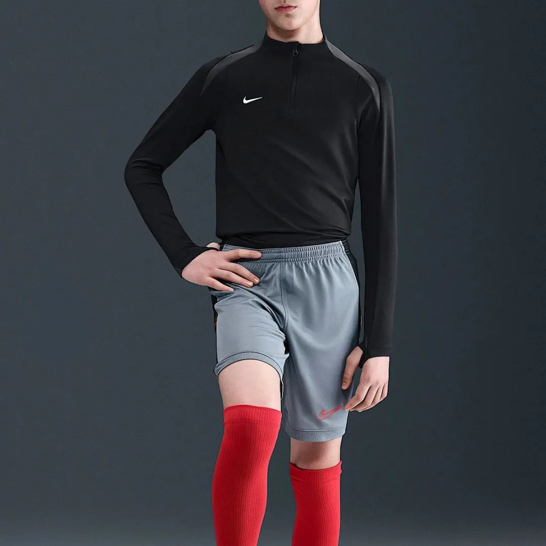 Nike Dri-FIT Academy 25 Short Junior HJ3718-066 - Maat 152 - Grijs/Zwart/Rood