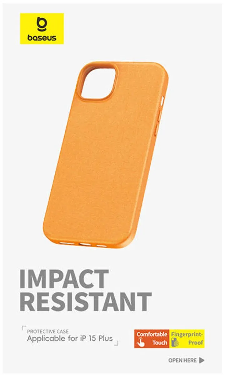 Baseus Fauxther Series Hoesje iPhone 15 Plus - Oranje - afbeelding 3 van 4