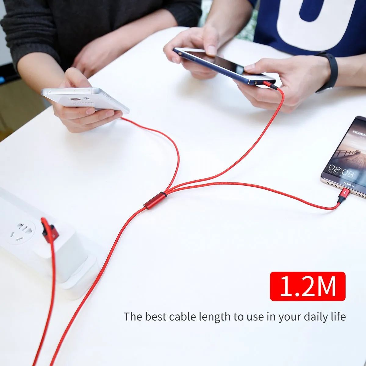 Baseus Rapid 3-in-1 Kabel Lightning/USB-C/Micro USB 120cm - Rood