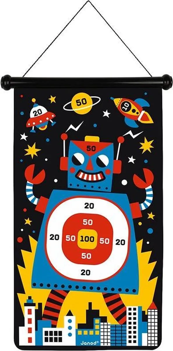 Janod Dartspel Robots 2073 - Magnetisch bord - 6 Darts