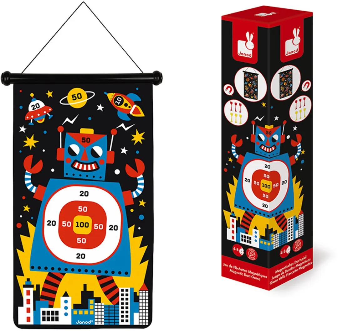 Janod Dartspel Robots 2073 - Magnetisch bord - 6 Darts