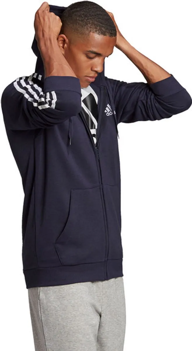 adidas Essentials Fleece FZ Hood Heren - Navy S - afbeelding 6 van 6