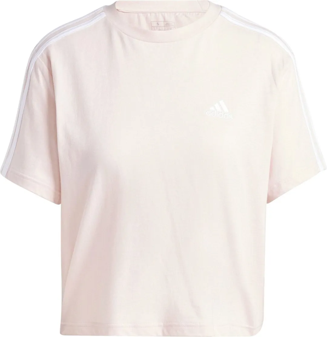 adidas Essentials 3-Stripes Cropped Shirt - Maat L - Roze/Wit