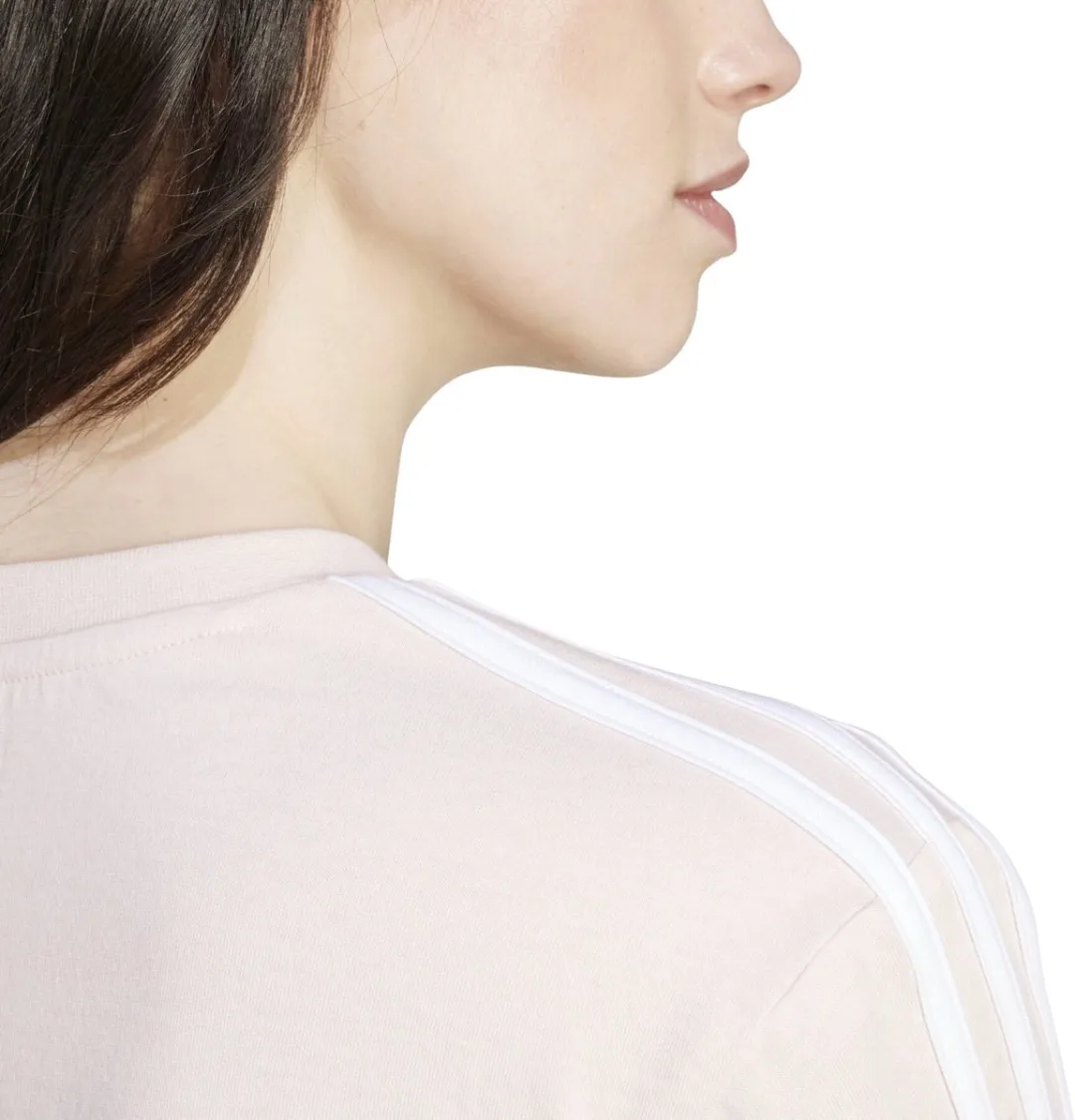 adidas Essentials 3-Stripes Cropped Shirt - Maat L - Roze/Wit