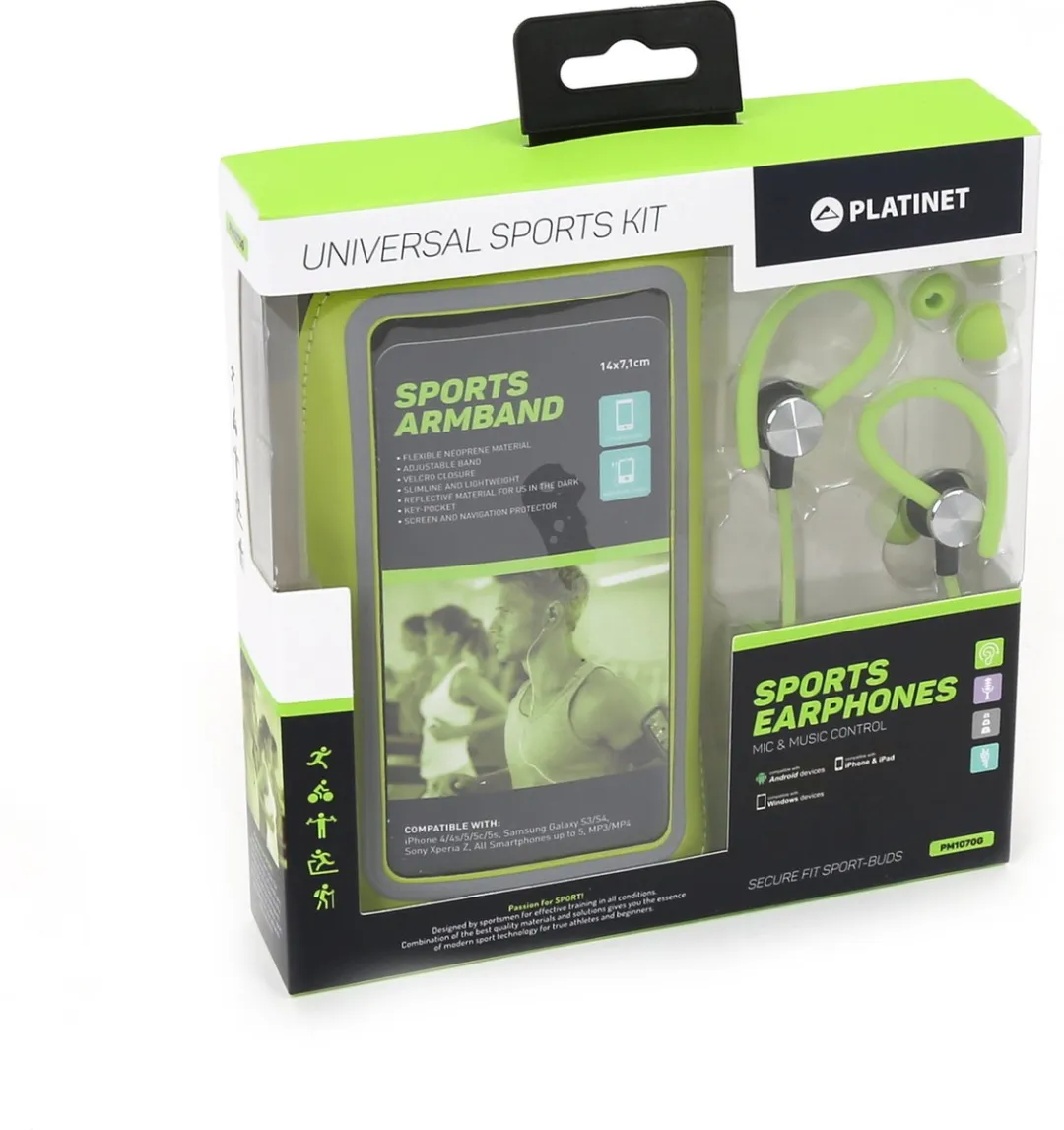 NÖRDIC Platinet PM1070G Sportarmband & Oordopjes - Groen