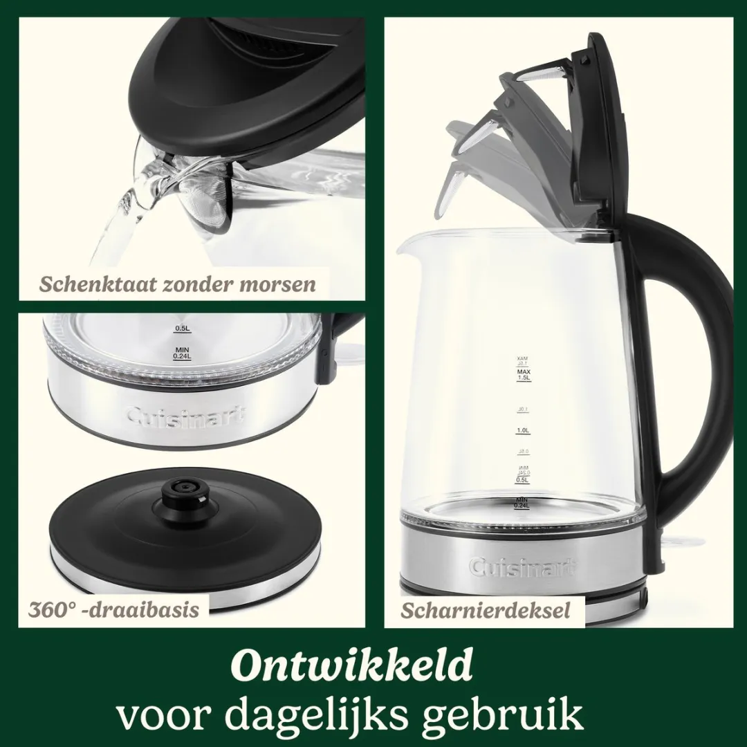 Cuisinart Glas Waterkoker 1,5L - 3000W - Grijs