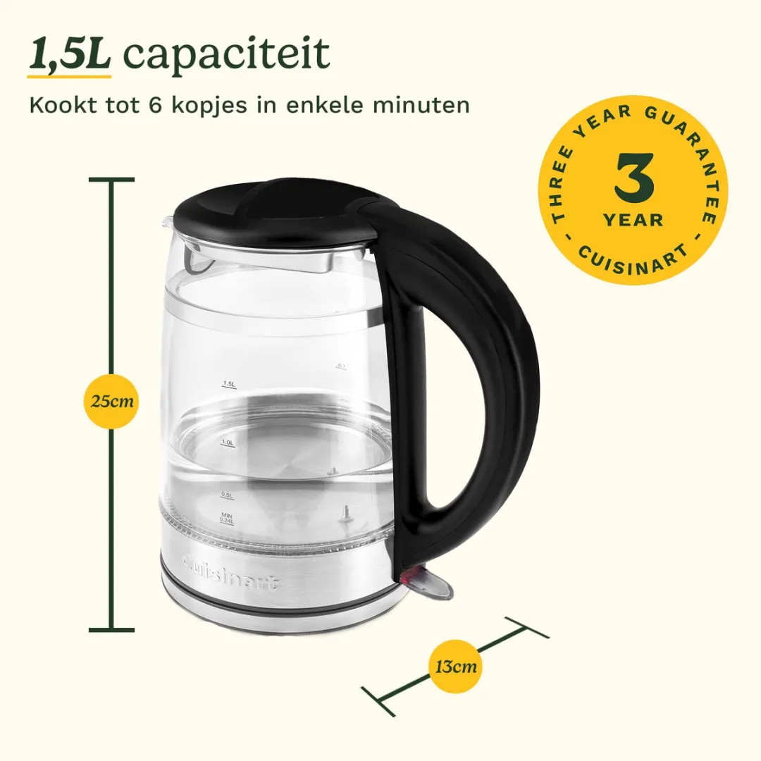 Cuisinart Glas Waterkoker 1,5L - 3000W - Grijs