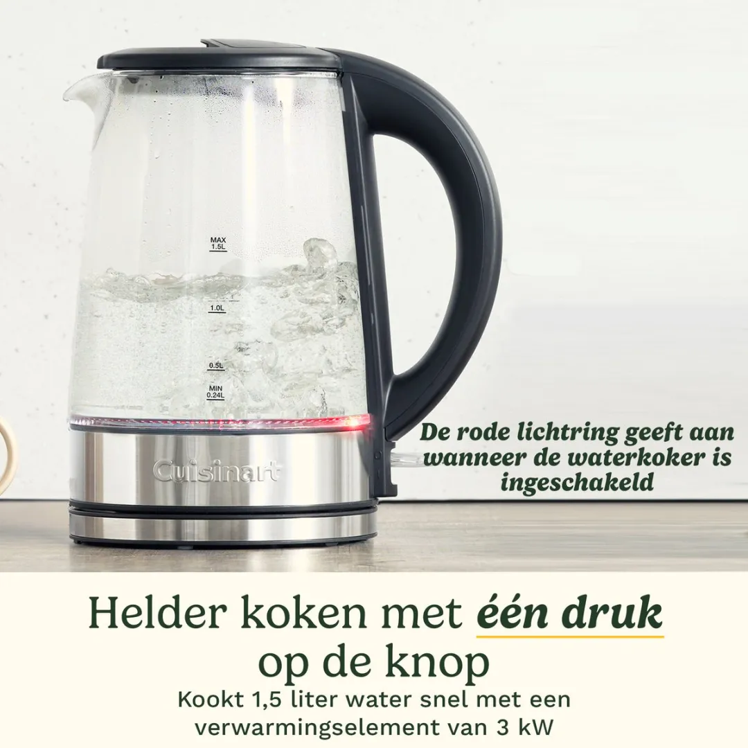 Cuisinart Glas Waterkoker 1,5L - 3000W - Grijs