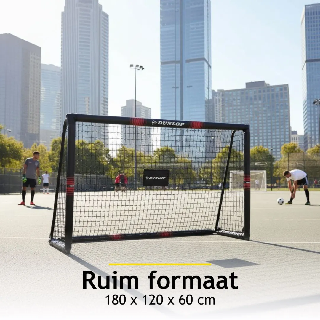 Dunlop Voetbaldoel 180x120x60cm - Metaal - Zwart/Rood