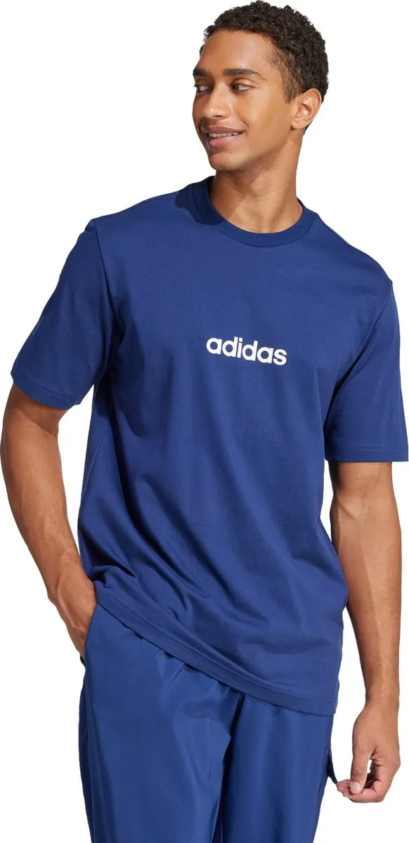 adidas Essentials Linear T-shirt JE8999 - Heren - Blauw - XXXL